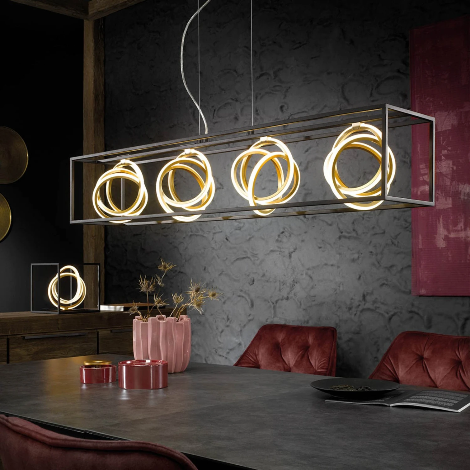 Suspension LED Gisi, CCT, Dimmable, Ã 4 Lampes