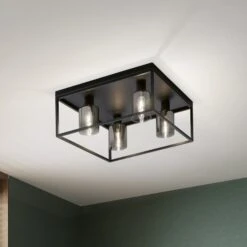 Plafonnier Iska Avec Cadre, Ã Quatre Lampes