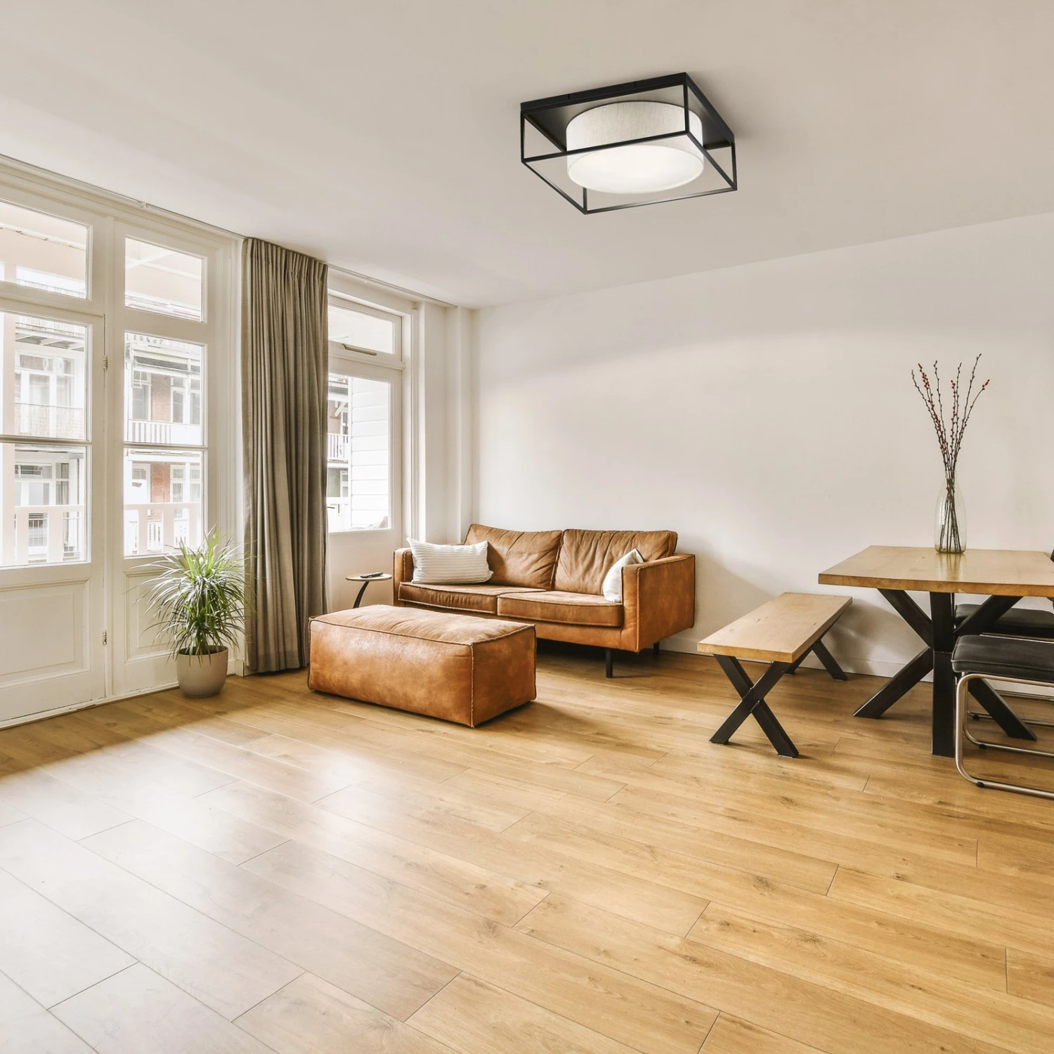 Plafonnier Carre 50x50Â cm Abat-jour En Tissu Blanc