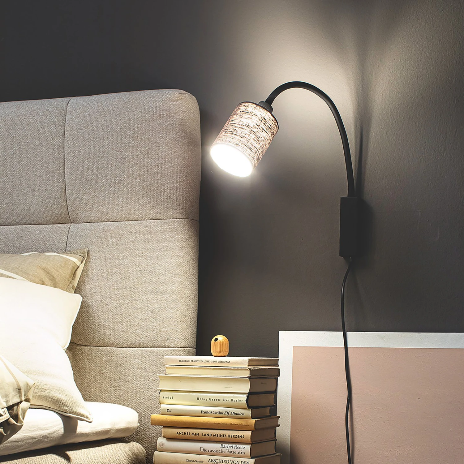 Applique Maui Bras Flexible Abat-jour Tissu Gris - Image 2