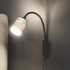 Applique Maui Bras Flexible Abat-jour Tissu Gris