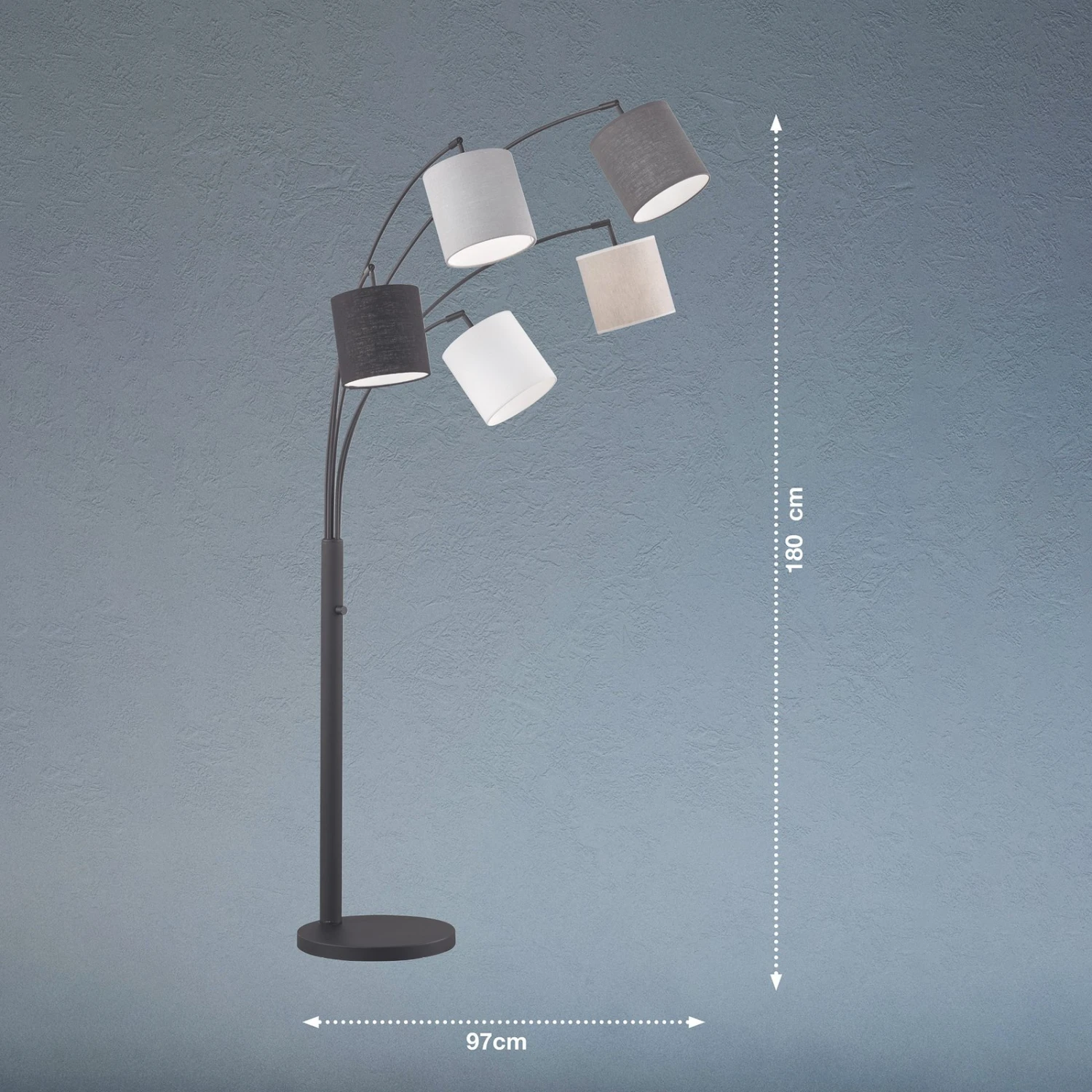 Lampadaire Annecy Abat-jour En Tissu, Cinq Lampes - Image 5