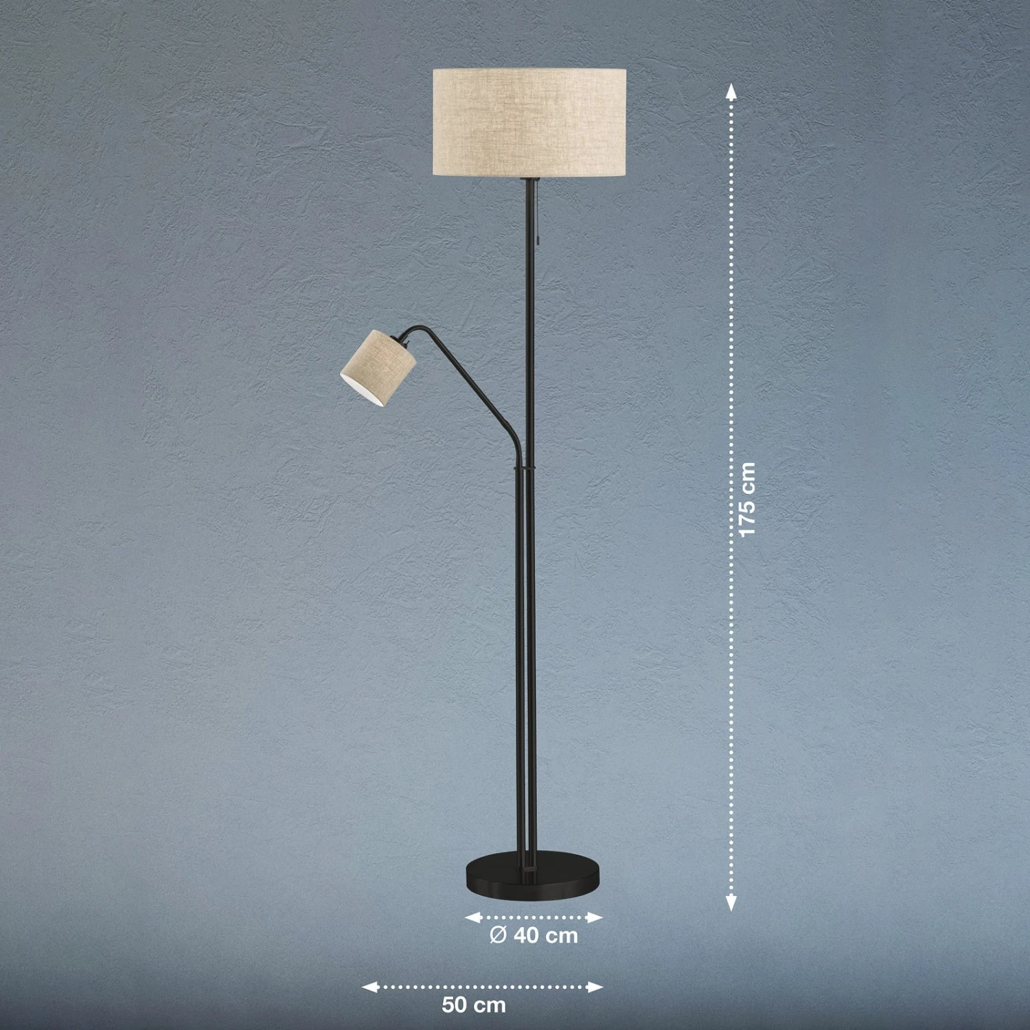 Lampadaire Lotti Avec Liseuse, Abat-jour En Tissu - Image 4