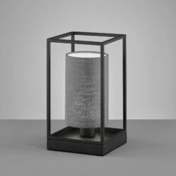 Lampe à Poser Gilli Avec Abat-jour En Lin Gris