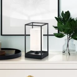 Lampe à Poser Gilli Avec Abat-jour En Lin Blanc