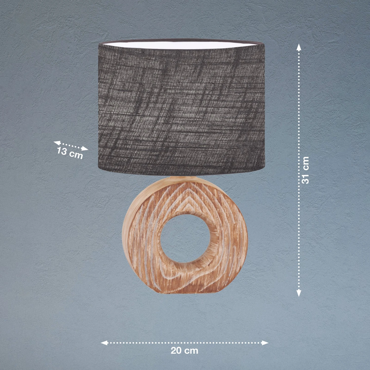 Lampe à Poser Hanke Hauteur 31 cm Abat-jour Gris - Image 2