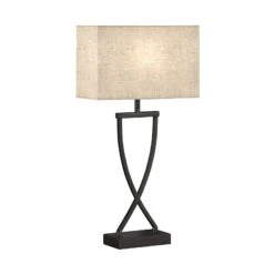 Lampe à Poser Anni Abat-jour En Lin Noir/sable