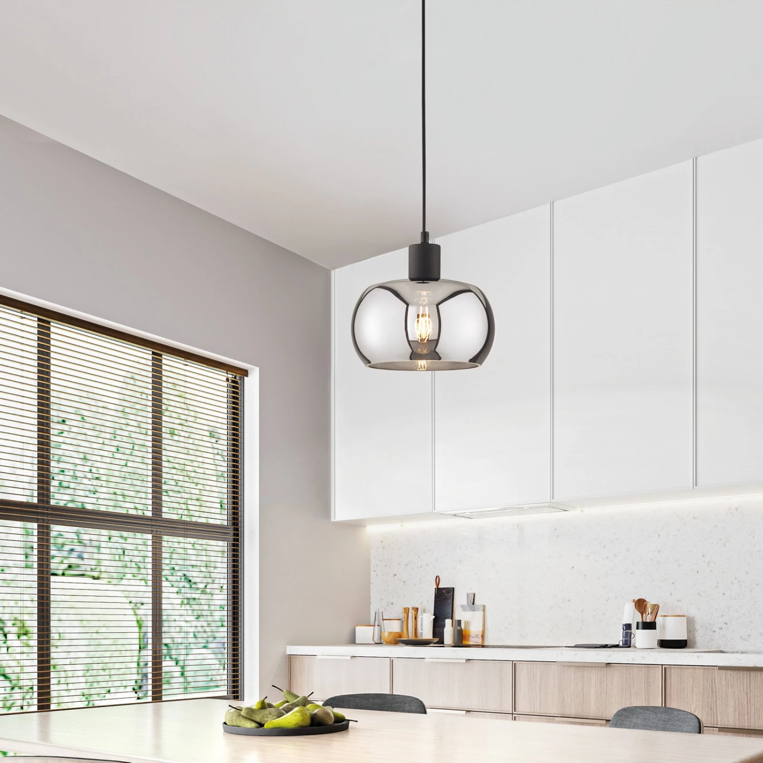 Suspension Dima, Verre Fumé, à 1 Lampe, Ø 22 cm - Image 2