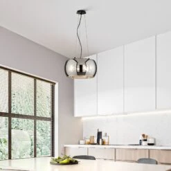 Suspension Dima, Verre Fumé, à 3 Lampes, Ø 22 cm