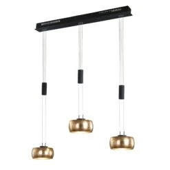 Suspension LED Colette, à 3 Lampes, Dorée/noire
