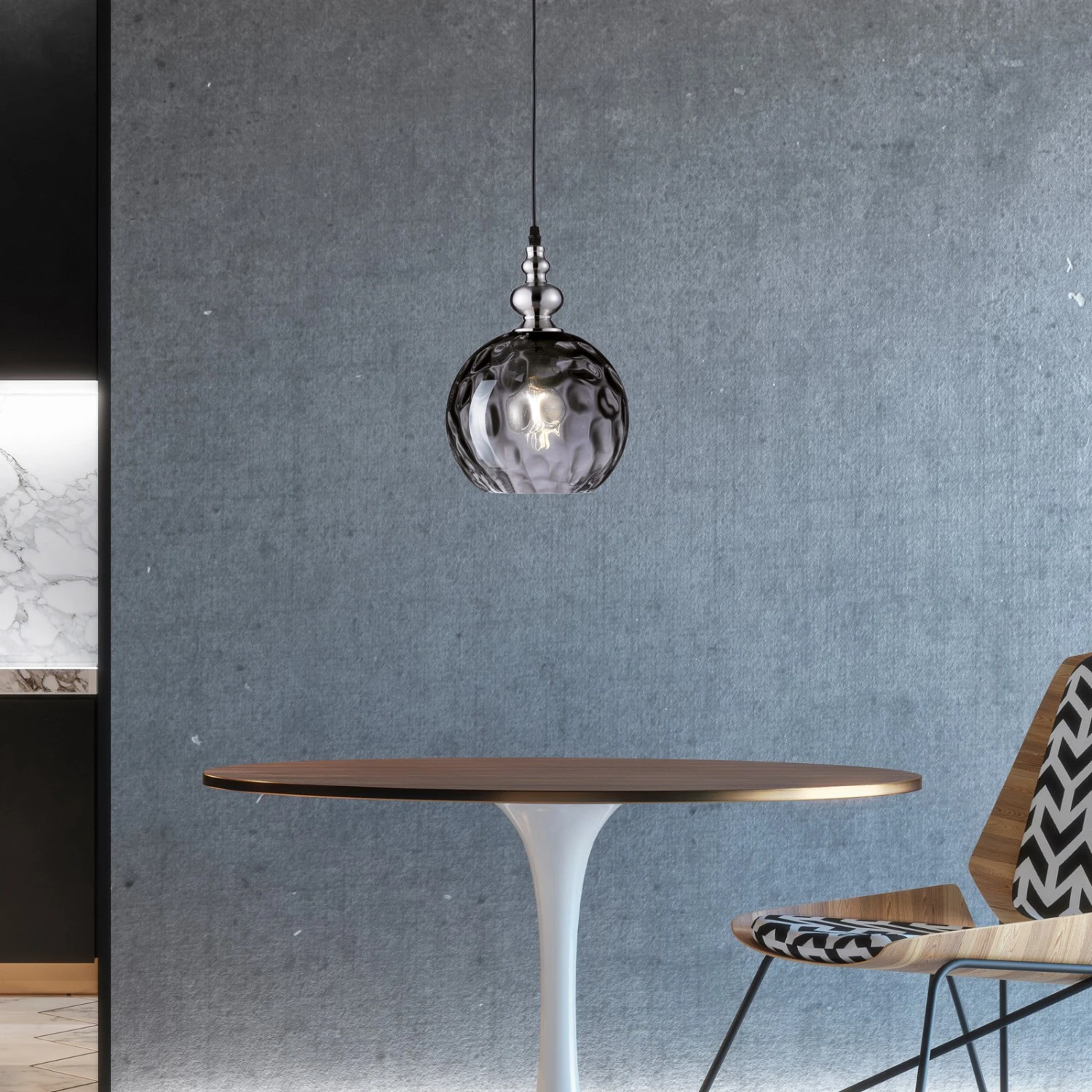 Suspension Uller 1 Lampe Verre Fumé/nickel Ø 20 cm - Image 2