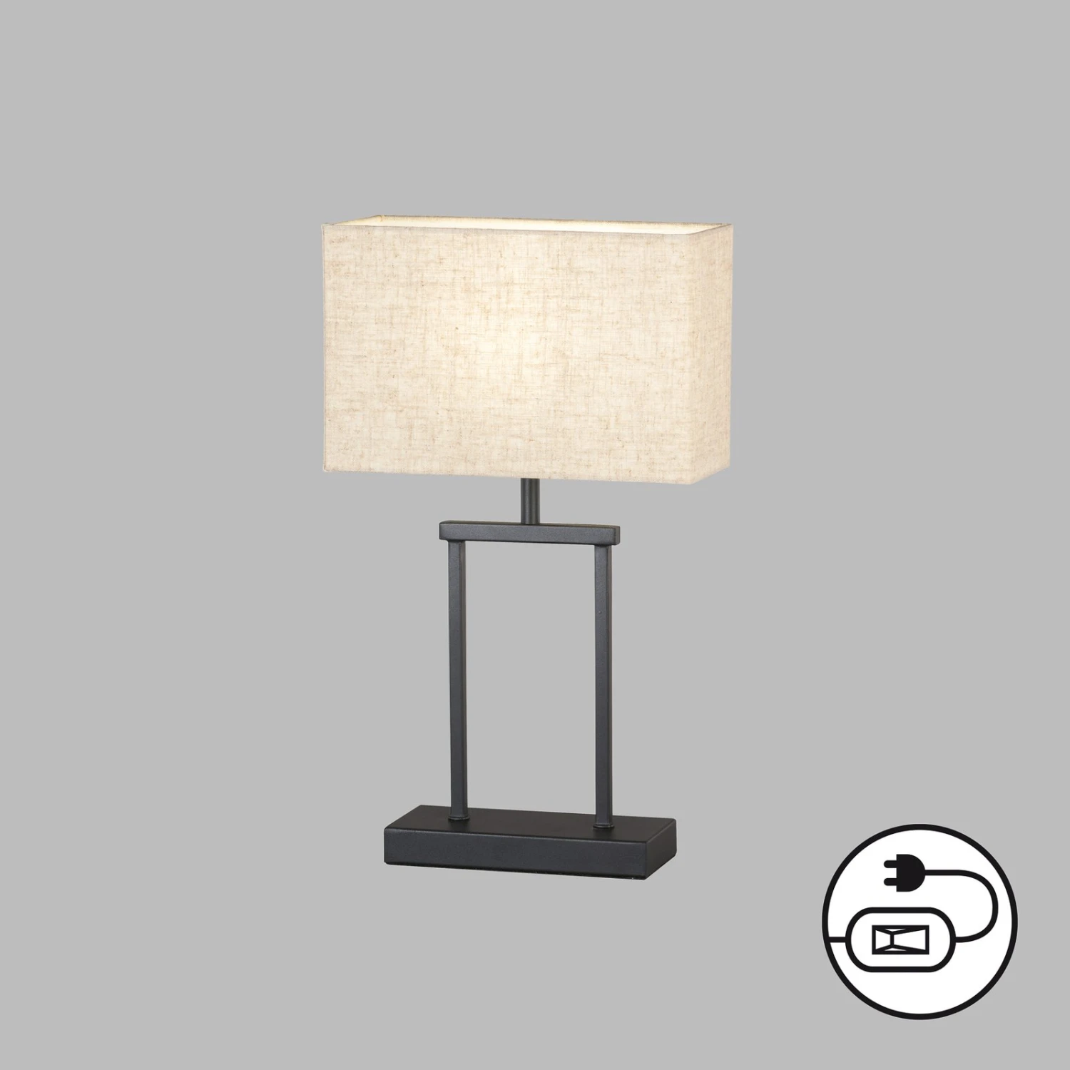 Lampe à Poser Ann Rectangle Abat-jour Lin Sable - Image 2