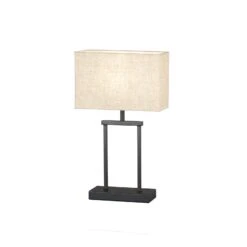 Lampe à Poser Ann Rectangle Abat-jour Lin Sable