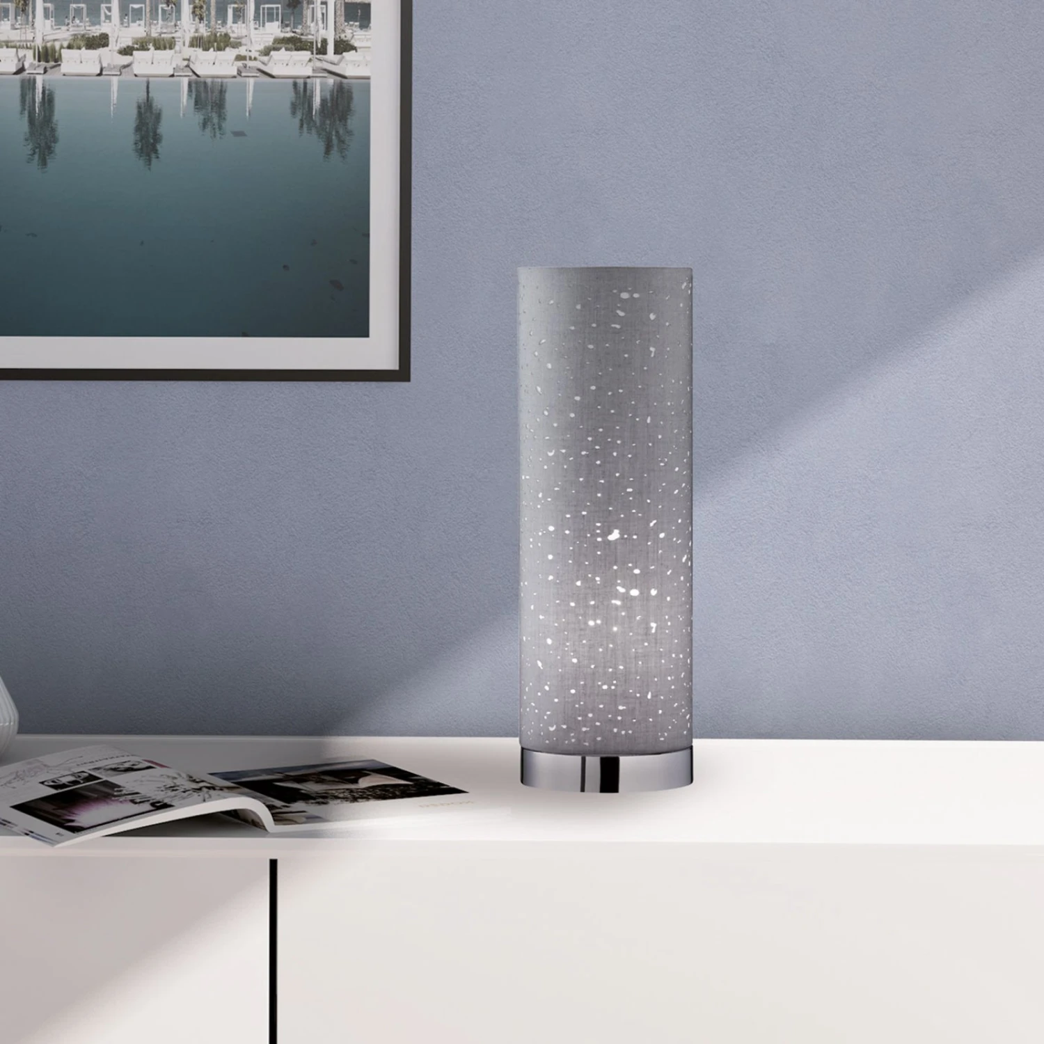 Lampe à Poser Thor, Hauteur 35 cm, Grise/chromée - Image 3