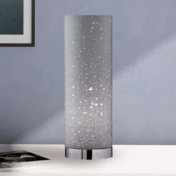 Lampe à Poser Thor, Hauteur 35 cm, Grise/chromée