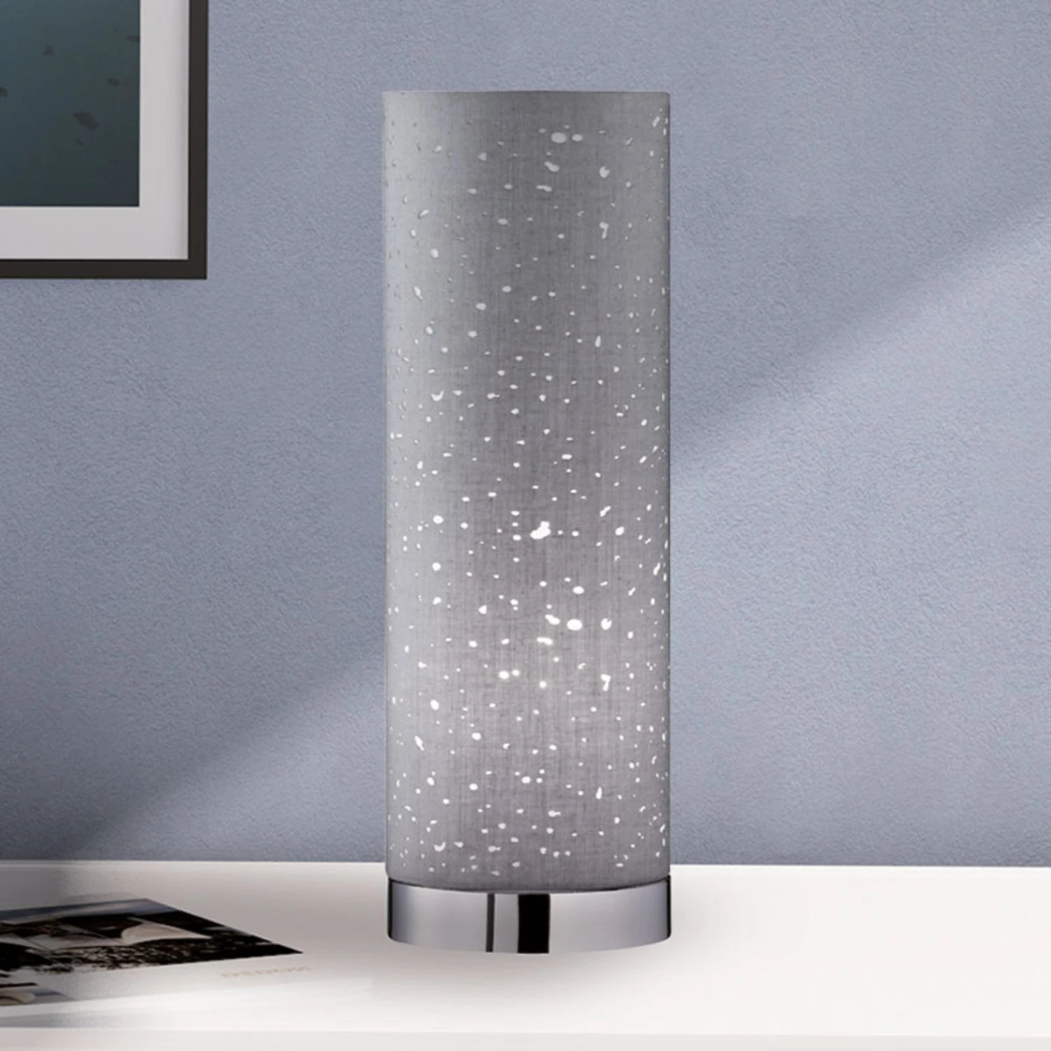 Lampe à Poser Thor, Hauteur 35 cm, Grise/chromée