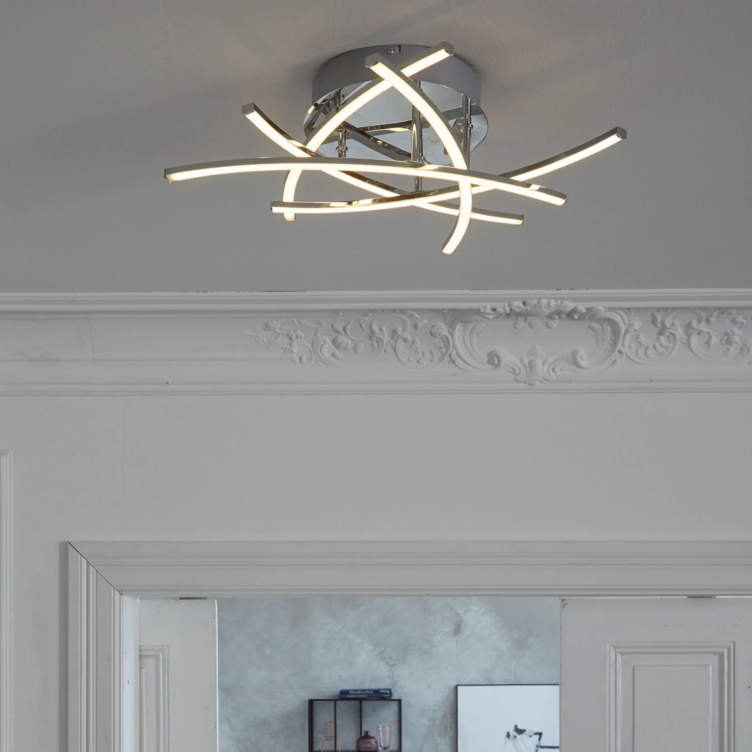 Plafonnier LED Cross à 5 Lampes, Chromé - Image 7