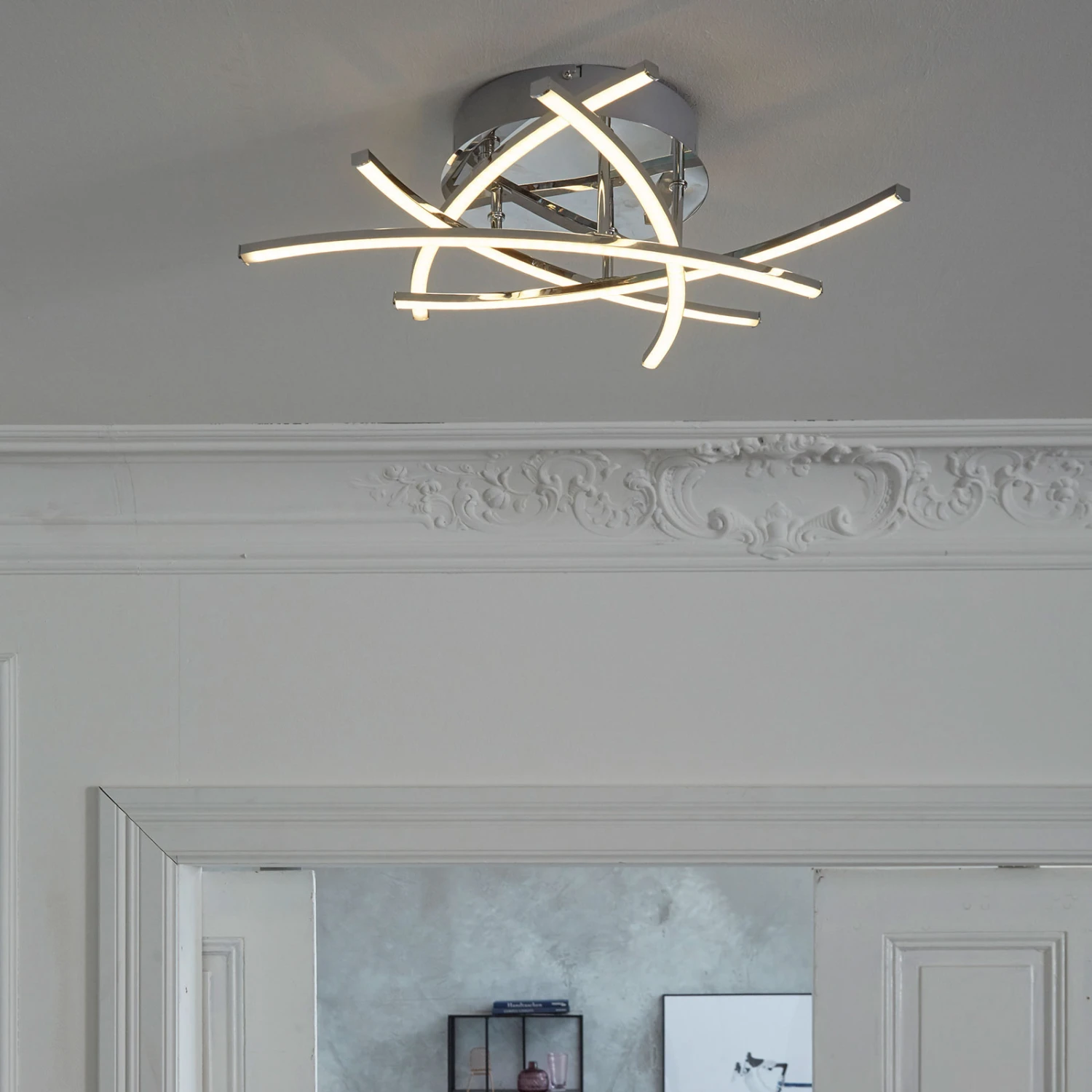 Plafonnier LED Cross à 5 Lampes, Chromé - Image 8