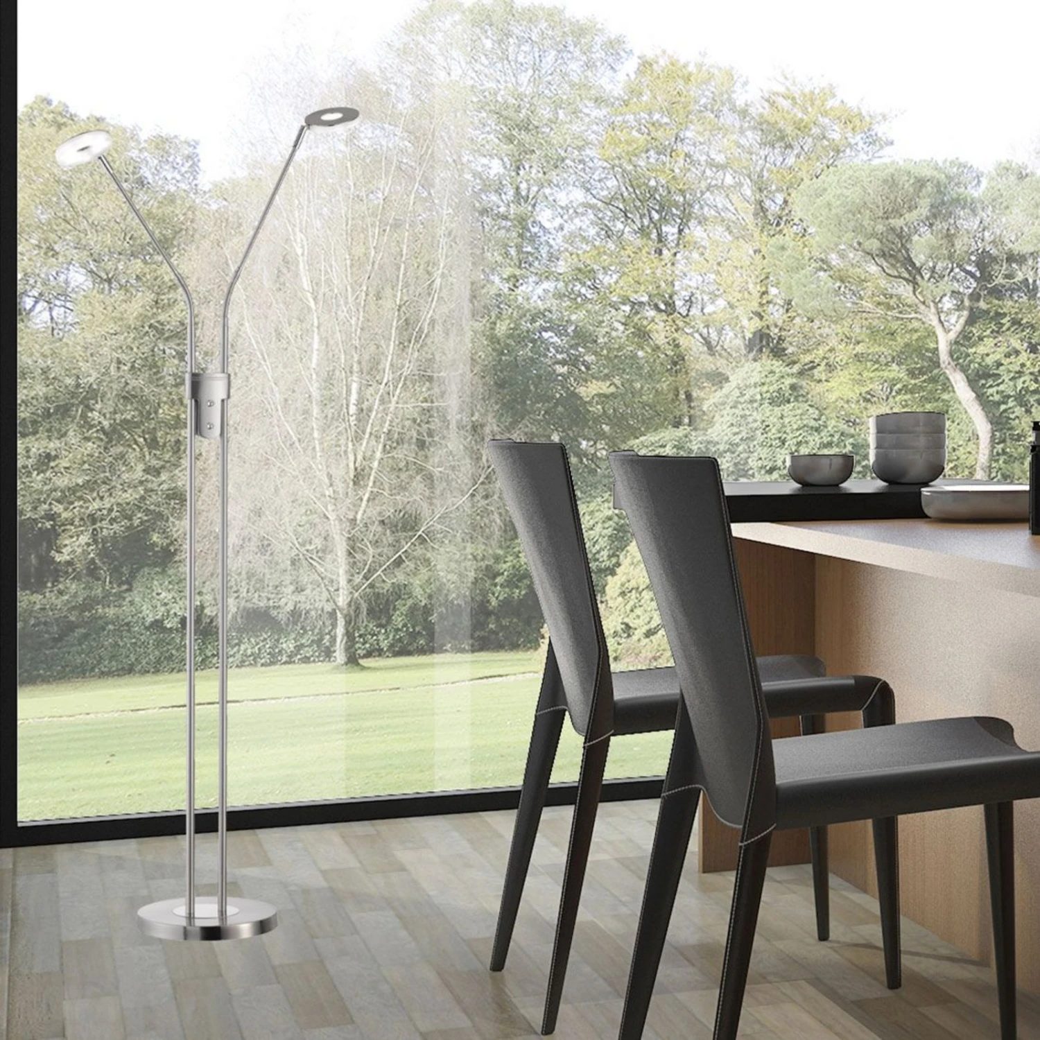 Lampadaire LED Dent, CCT, à 2 Lampes, Nickel - Image 2