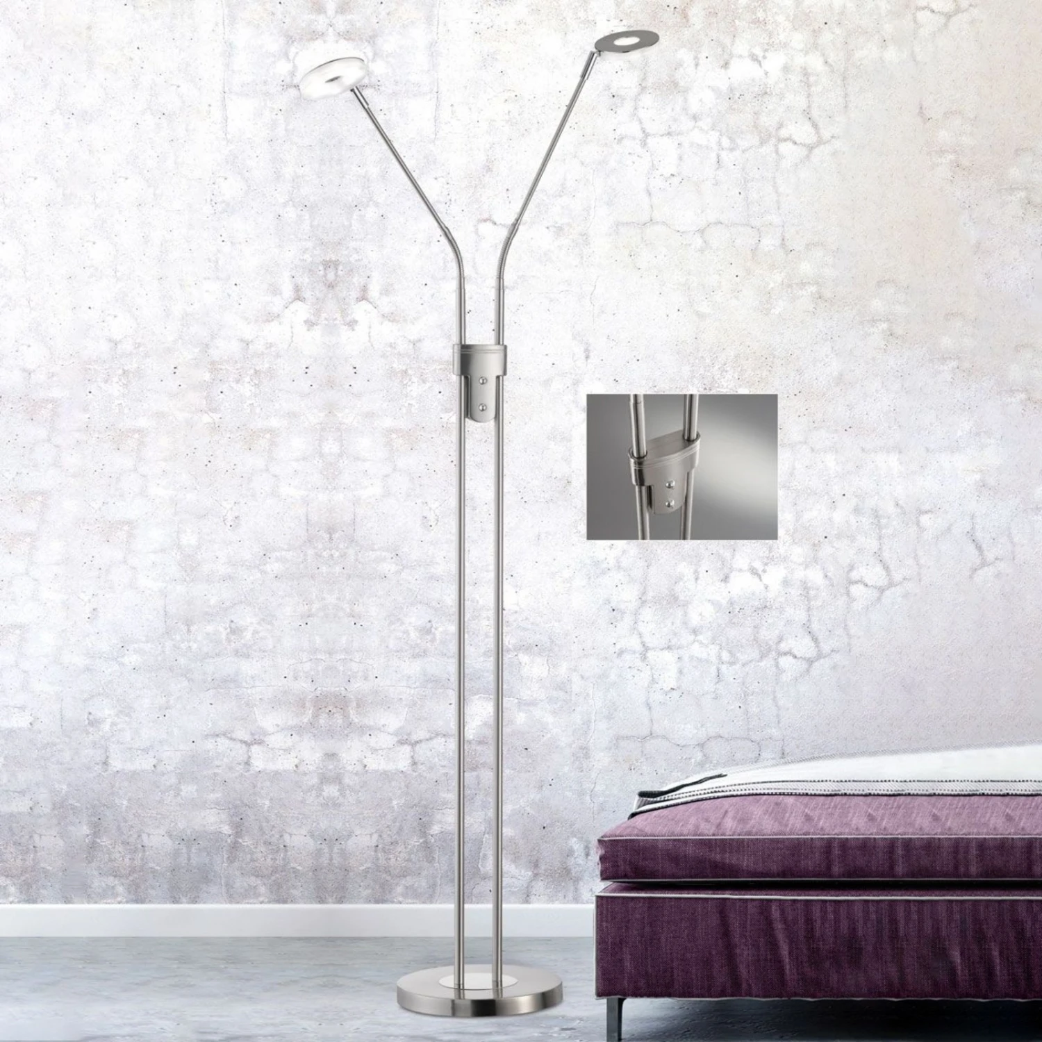 Lampadaire LED Dent, CCT, à 2 Lampes, Nickel - Image 4