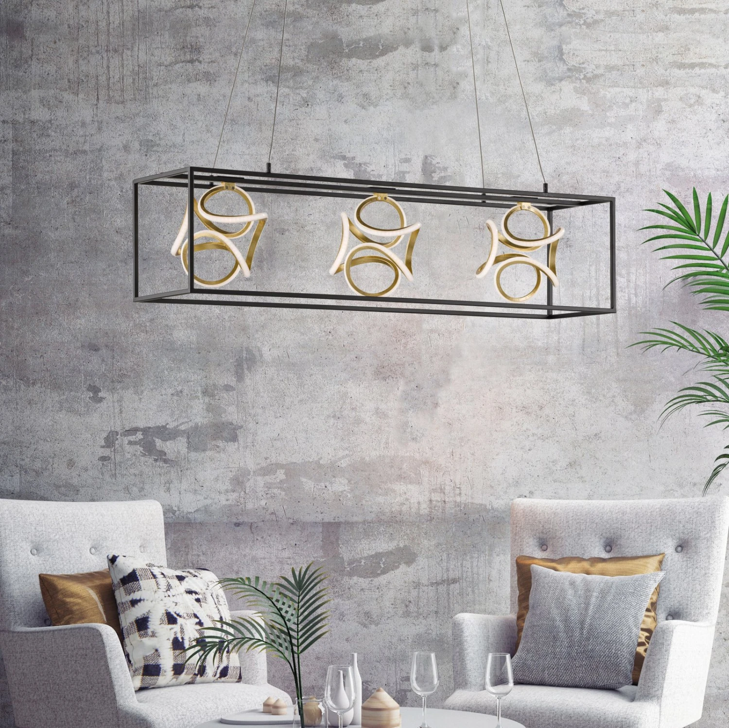 Suspension LED Gesa Avec Cage En Métal, à 3 Lampes - Image 3