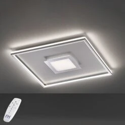 Plafonnier LED Bug Carré, Chromé 60x60 cm