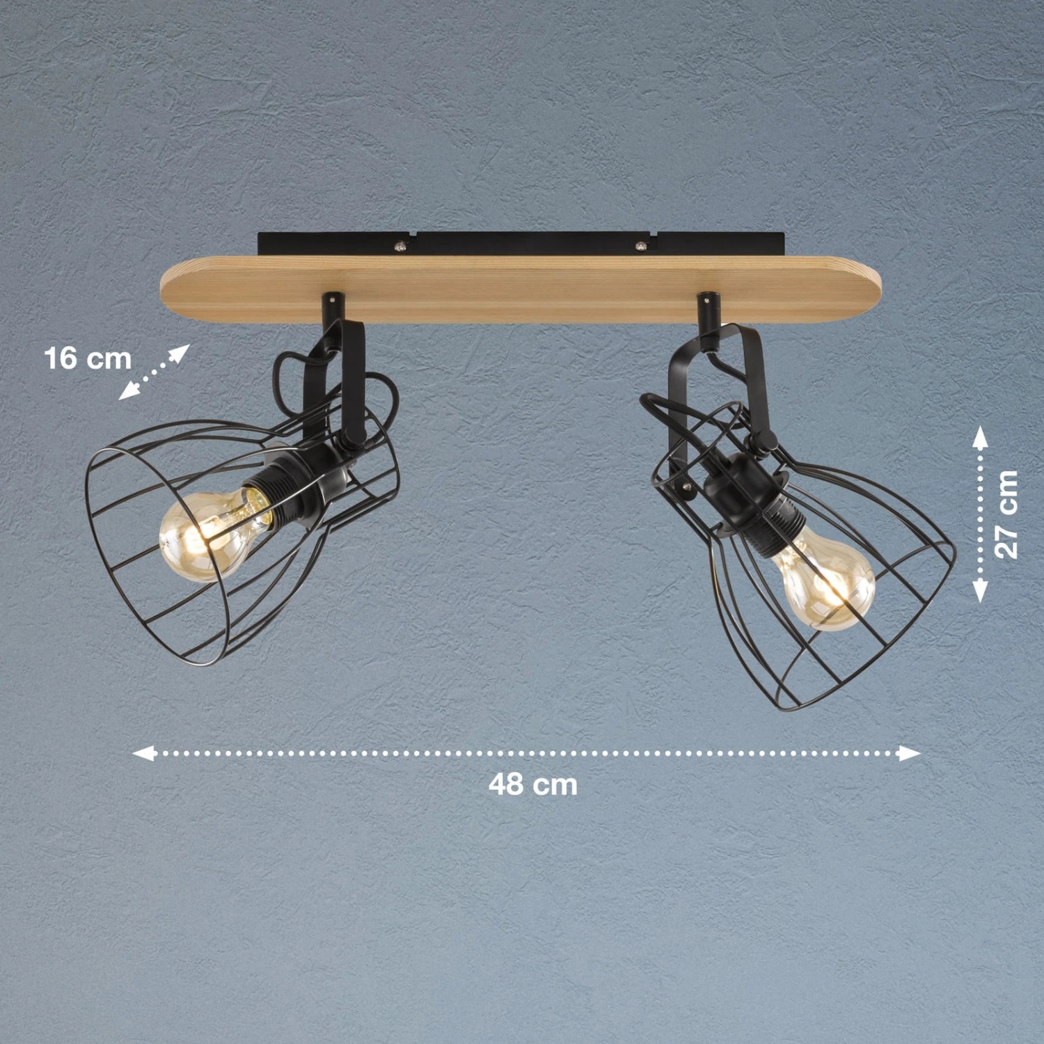 Plafonnier Die Aspect Bois Avec 2 Abat-jour Cages - Image 4