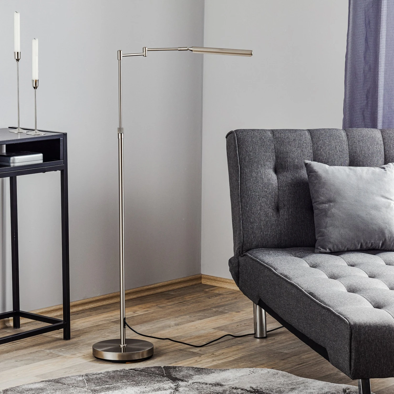 Lampadaire LED Nami Avec Variateur Ă Pied, Nickel - Image 3