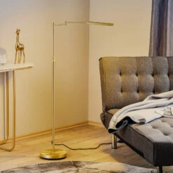 Lampadaire LED Nami Avec Variateur à Pied, Laiton
