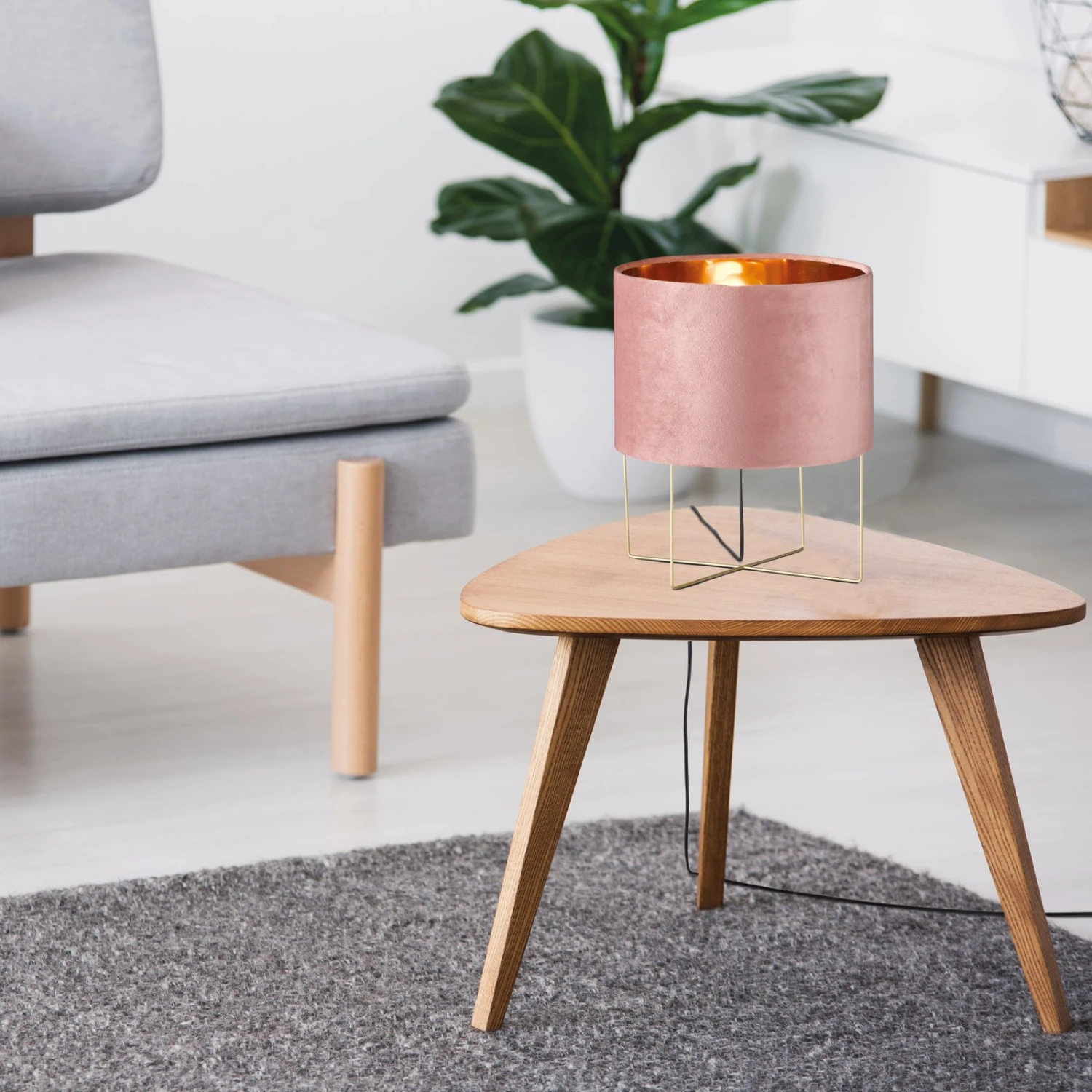 Lampe à Poser Aura, Abat-jour Velours, 32 cm, Rose - Image 4