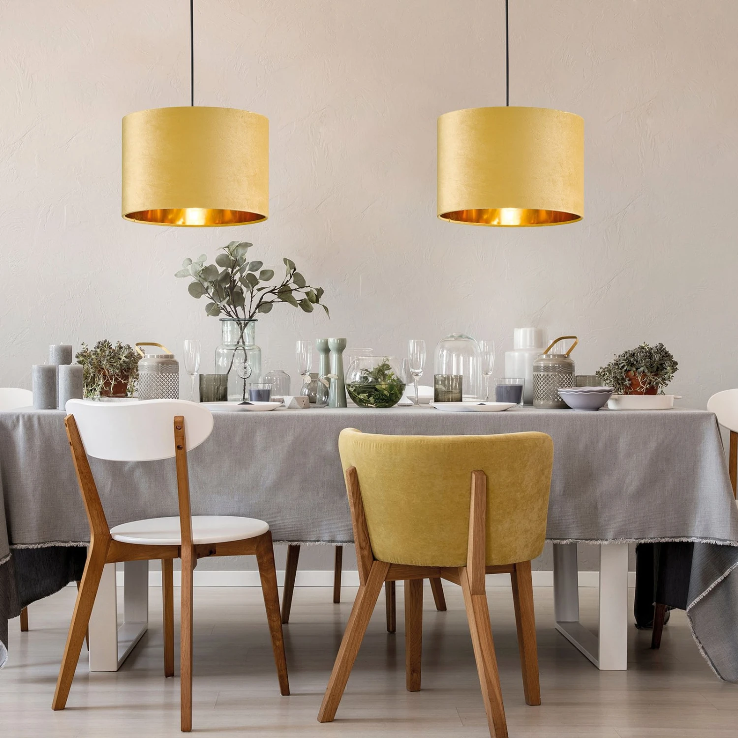 Suspension Aura Abat-jour Velours, Ø 30 cm, Jaune - Image 2