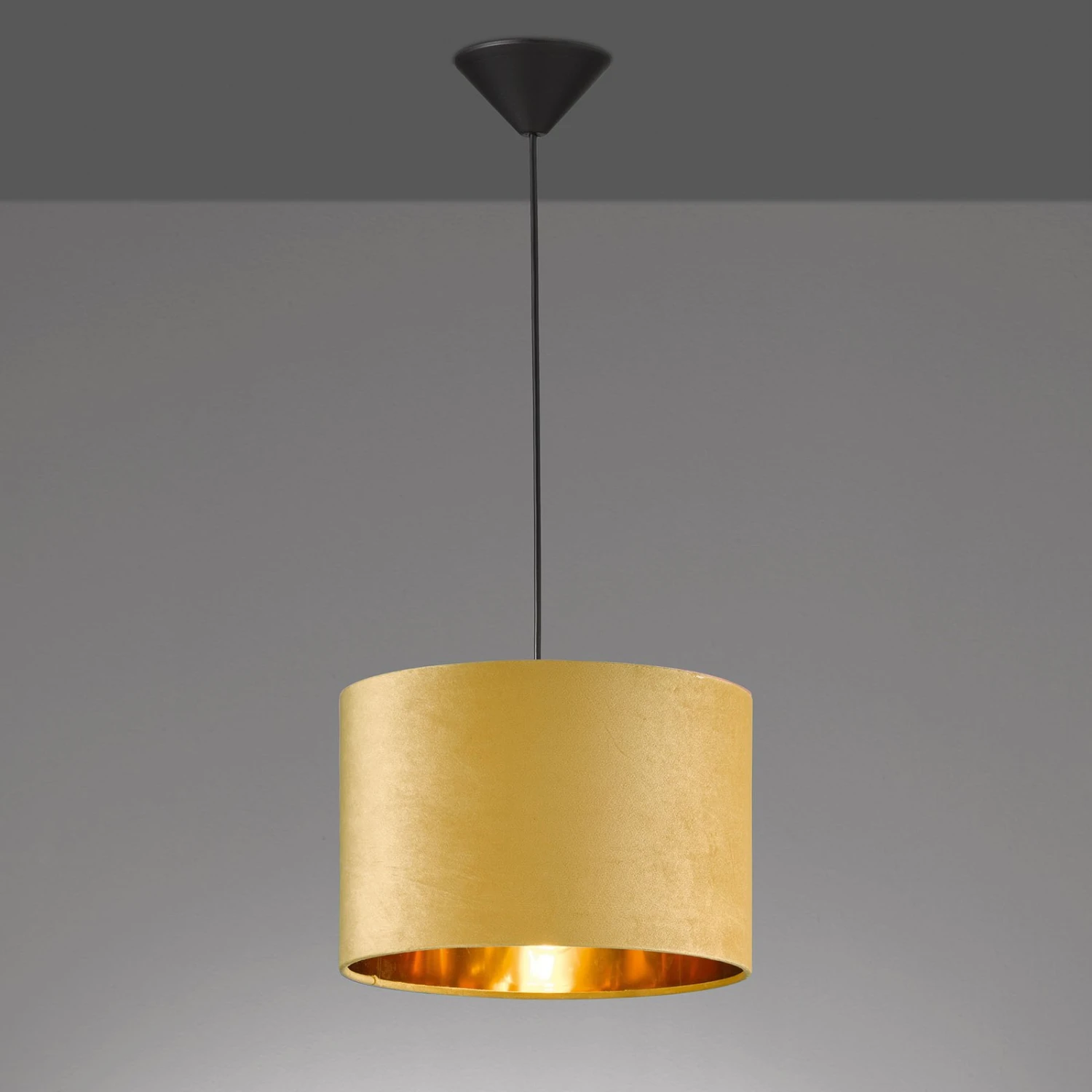 Suspension Aura Abat-jour Velours, Ø 30 cm, Jaune - Image 4