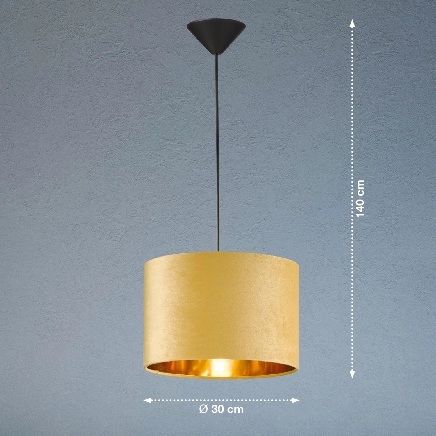 Suspension Aura Abat-jour Velours, Ø 30 cm, Jaune - Image 5