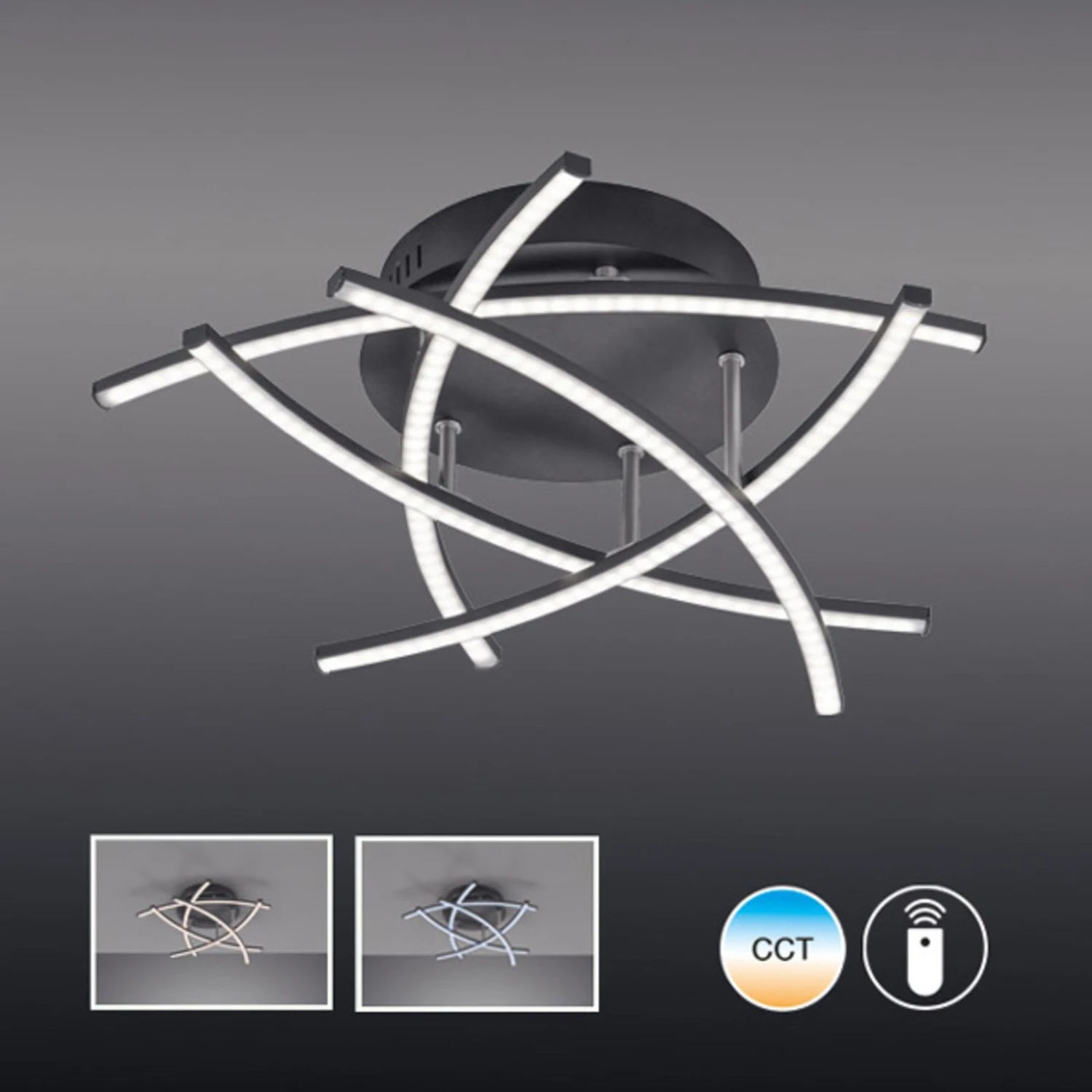 Plafonnier LED Cross Tunable White 5 Lampes Noir - Image 4