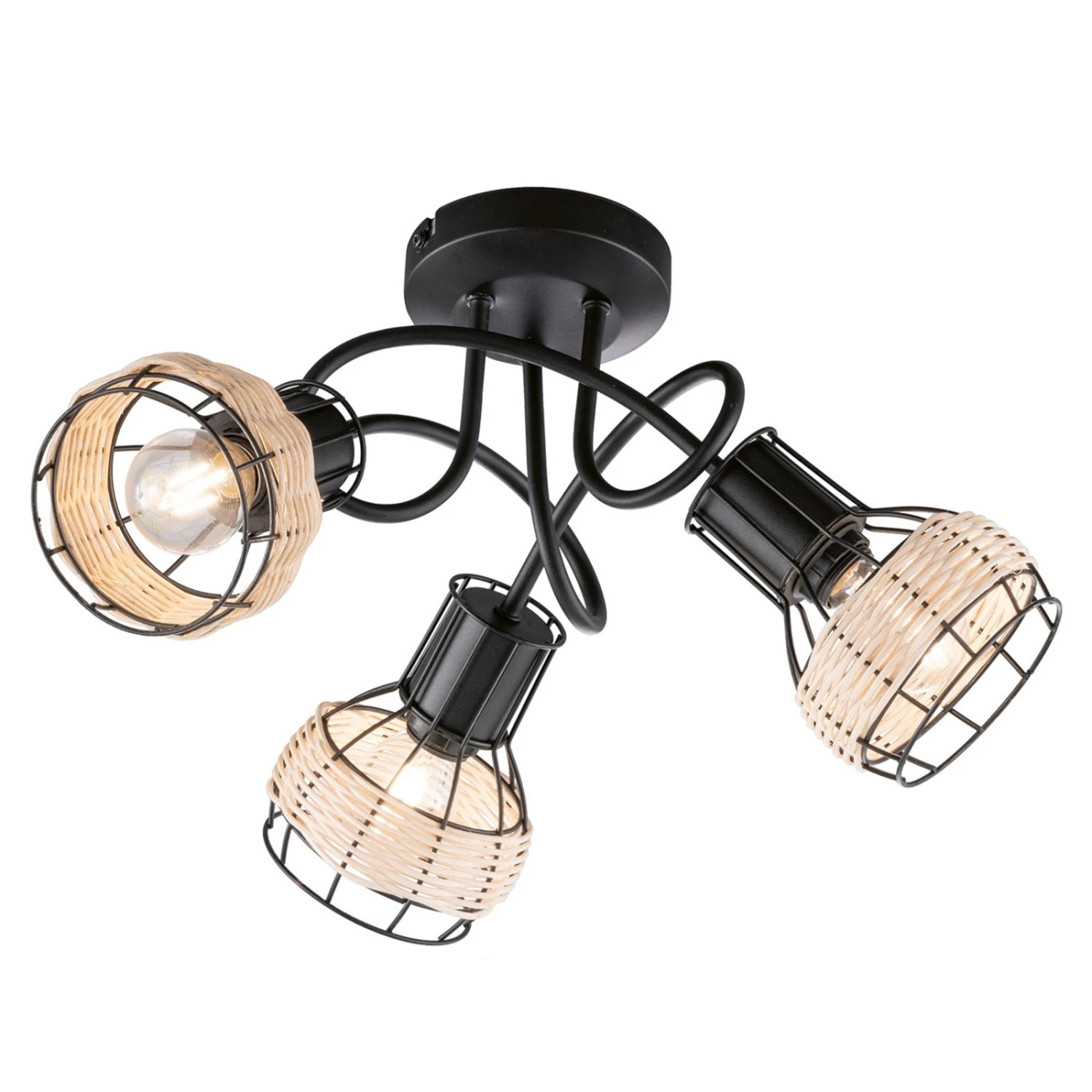 Plafonnier à Spots Straw En Rotin, Trois Lampes - Image 2