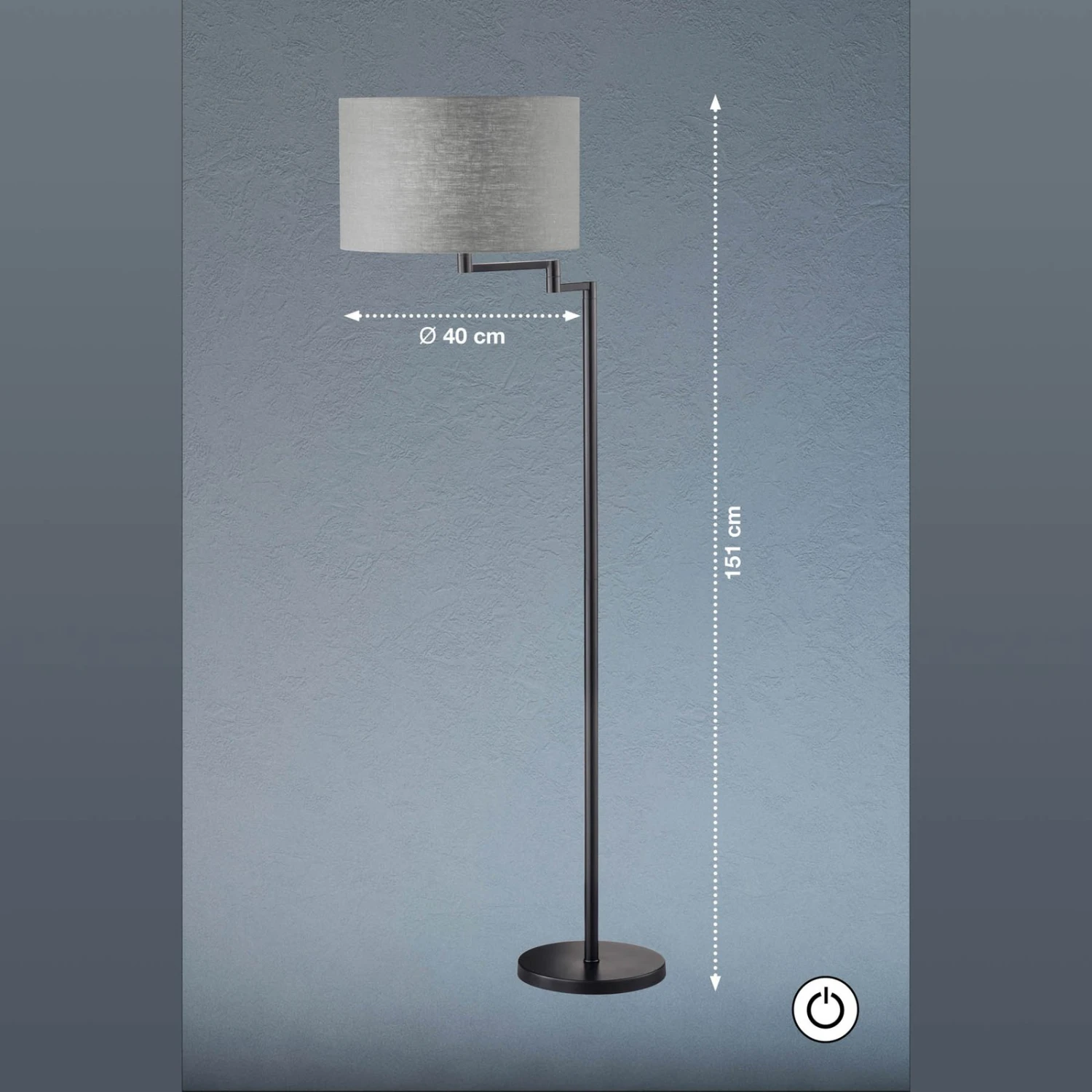 Lampadaire Rota Abat-jour En Lin Gris - Image 3