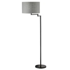 Lampadaire Rota Abat-jour En Lin Gris