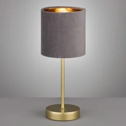 Lampe à Poser Aura Socle Doré Abat-jour Gris/doré