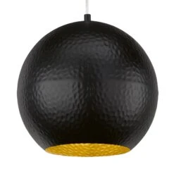 Suspension Mylon, Noire/dorée, Sphérique