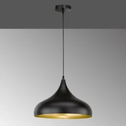 Suspension Poncho, Noire/dorée, Forme D’oignon