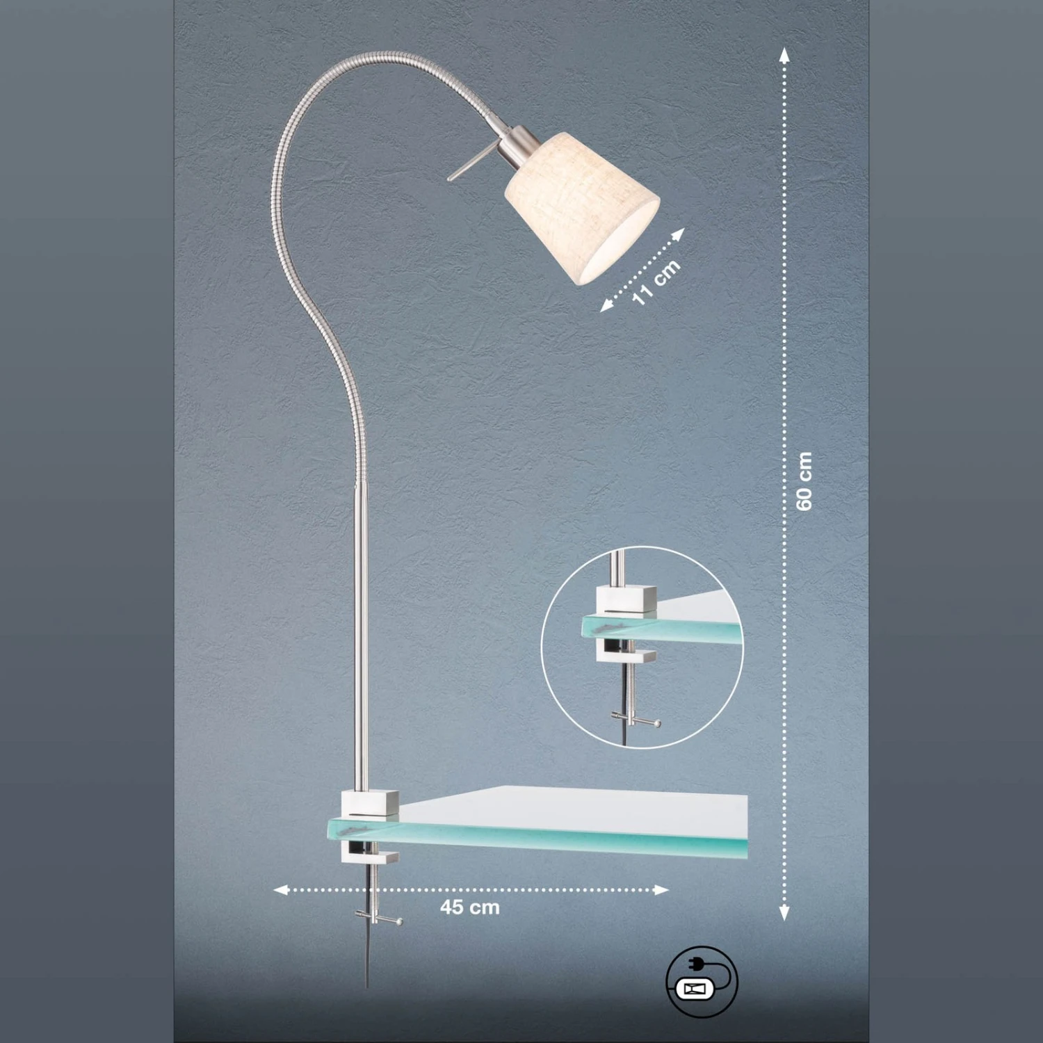 Lampe à Pince Jam, Abat-jour Lin, Nickel/sable - Image 3