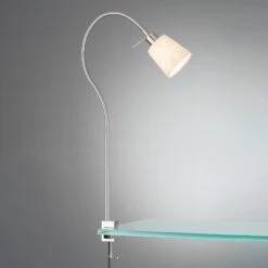Lampe à Pince Jam, Abat-jour Lin, Nickel/sable