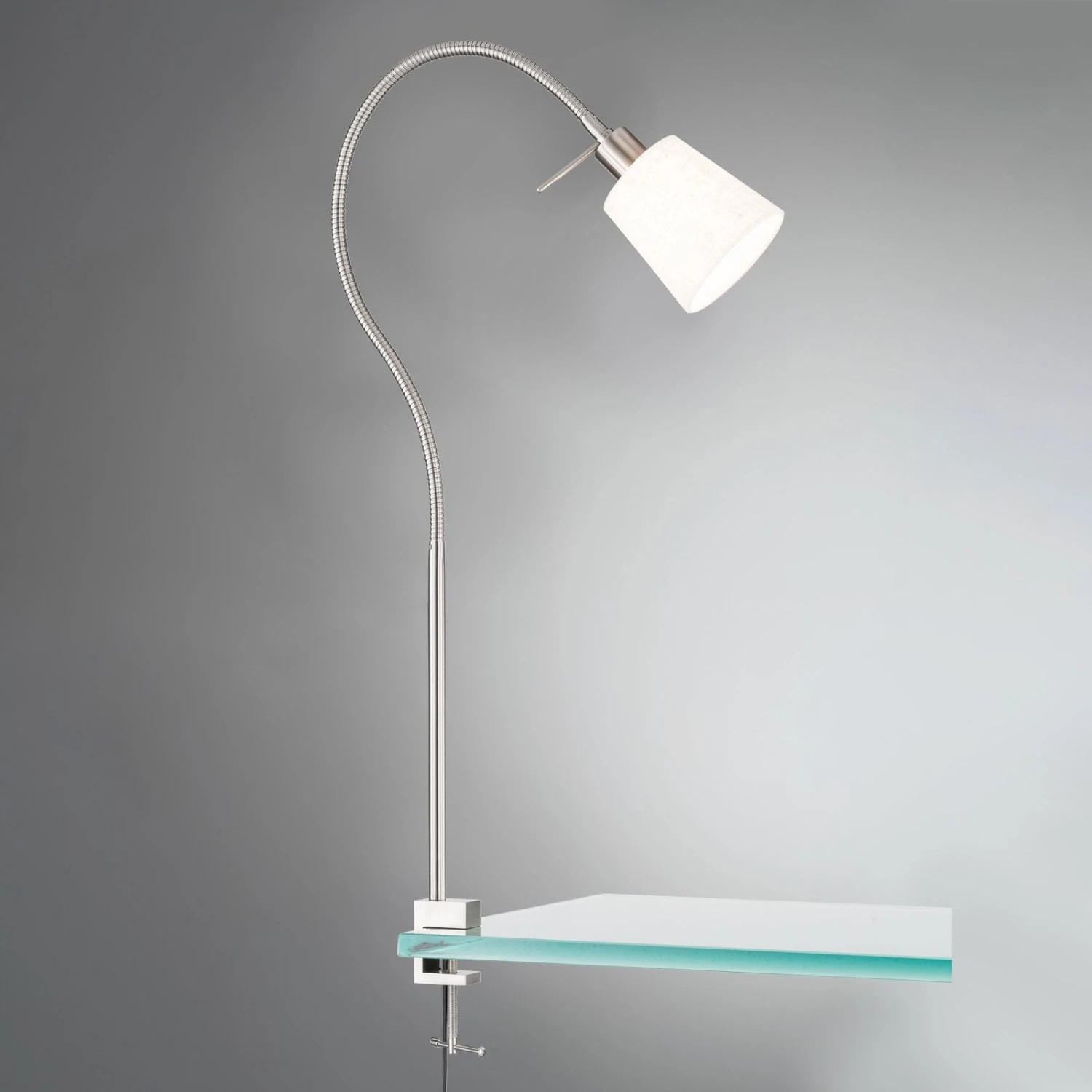 Lampe à Pince Jam, Abat-jour Tissu, Nickel/blanc