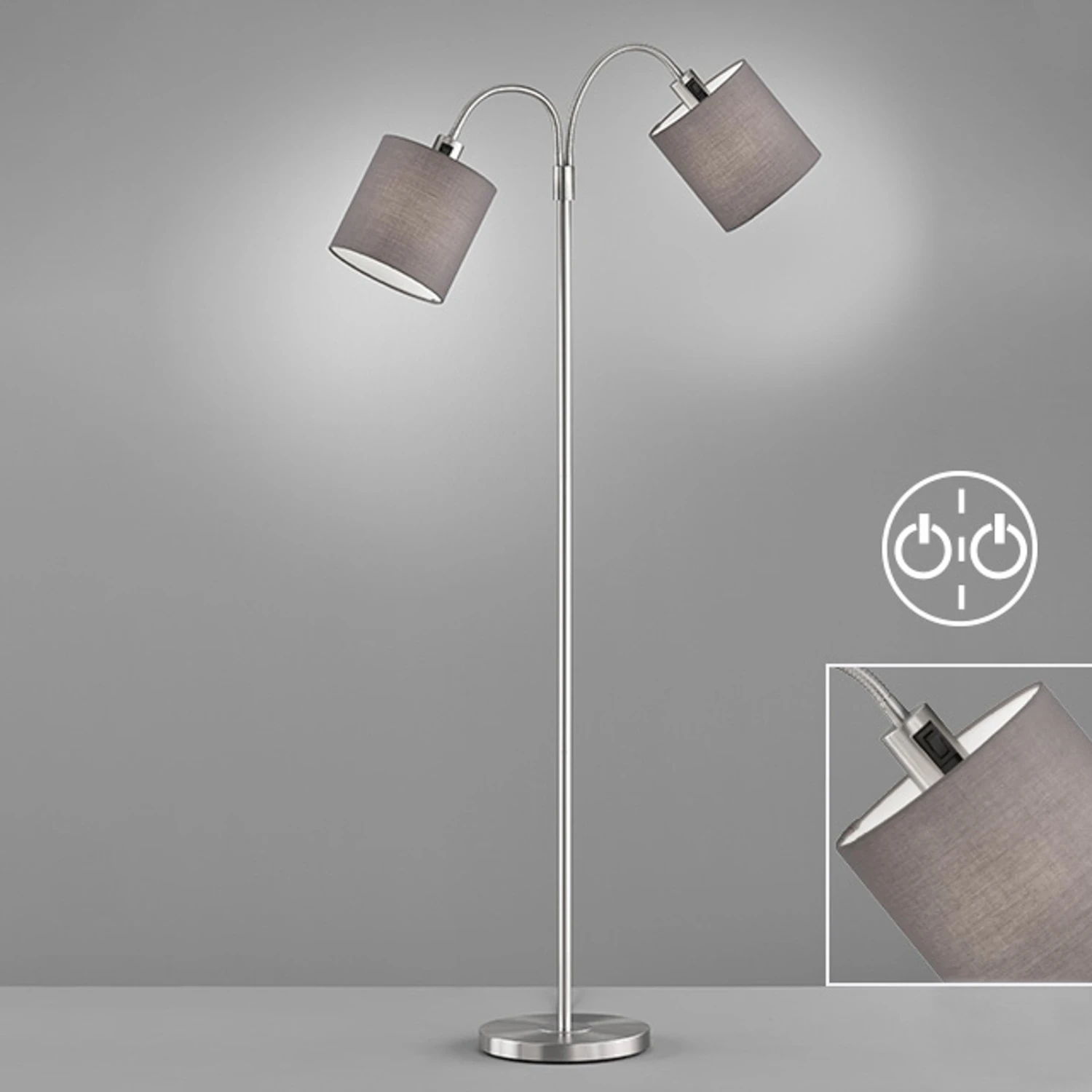 Lampadaire Cozy, 2 Lampes, Chintz, Nickel/gris - Image 5