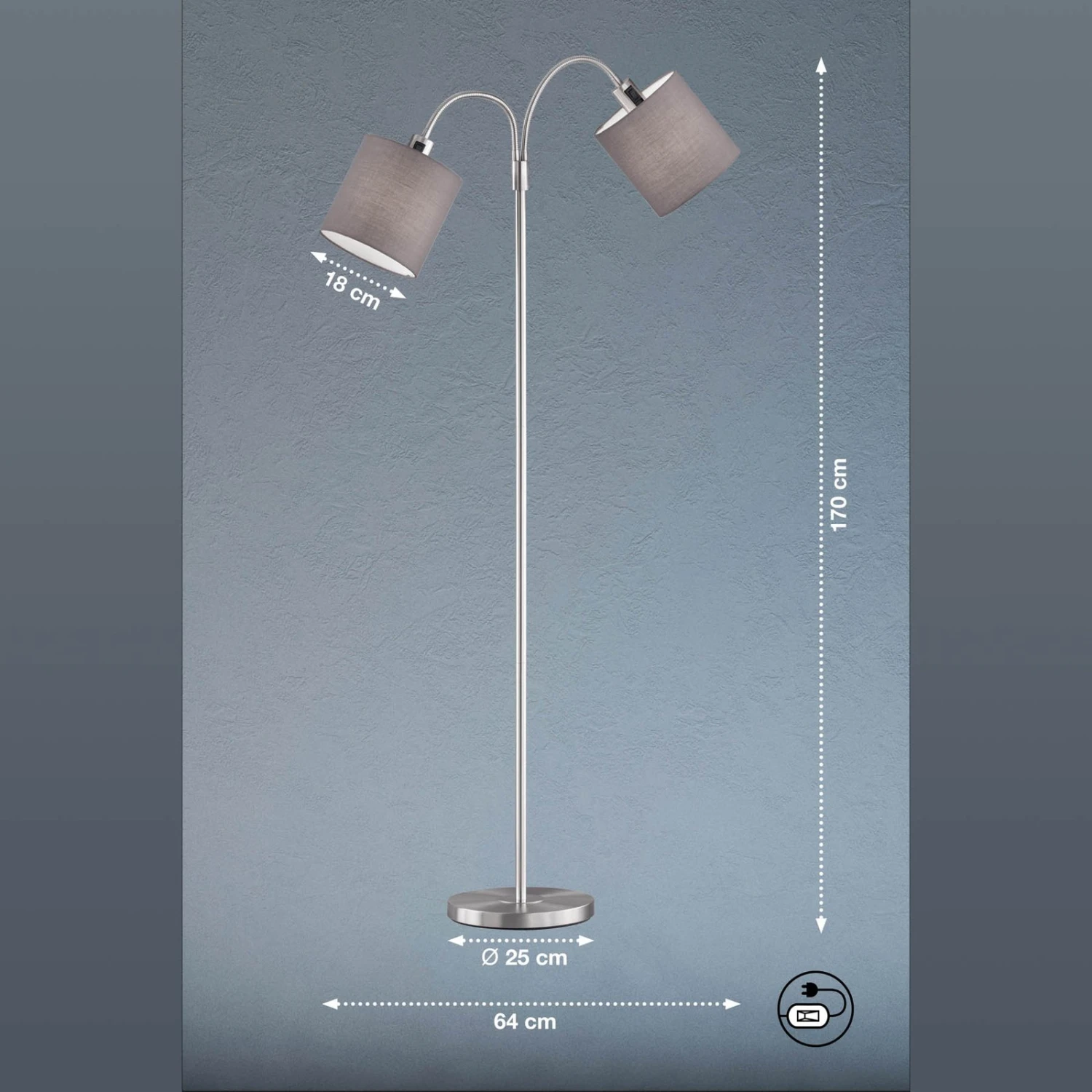 Lampadaire Cozy, 2 Lampes, Chintz, Nickel/gris - Image 6