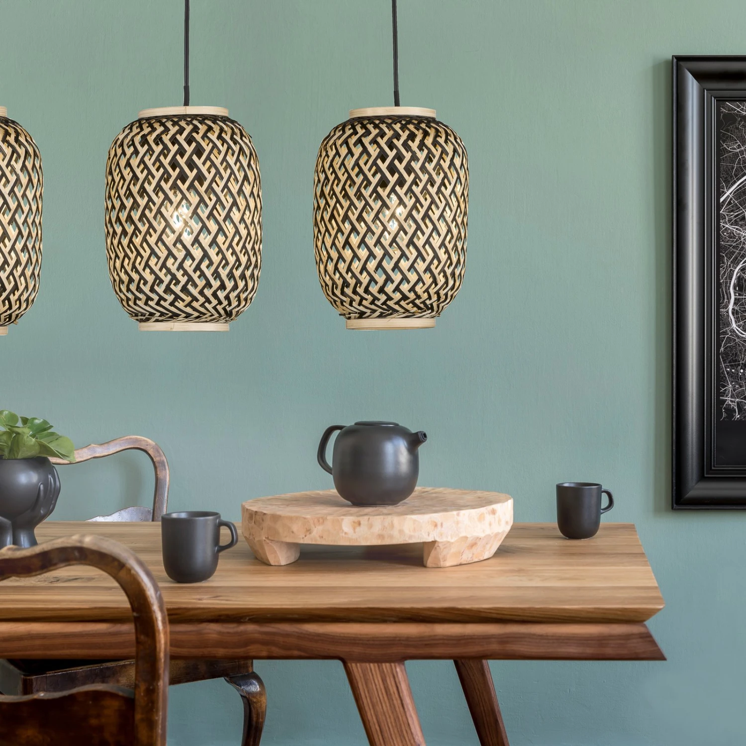 Suspension Hummel En Bambou, Trois Lampes - Image 2