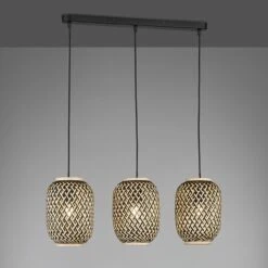 Suspension Hummel En Bambou, Trois Lampes