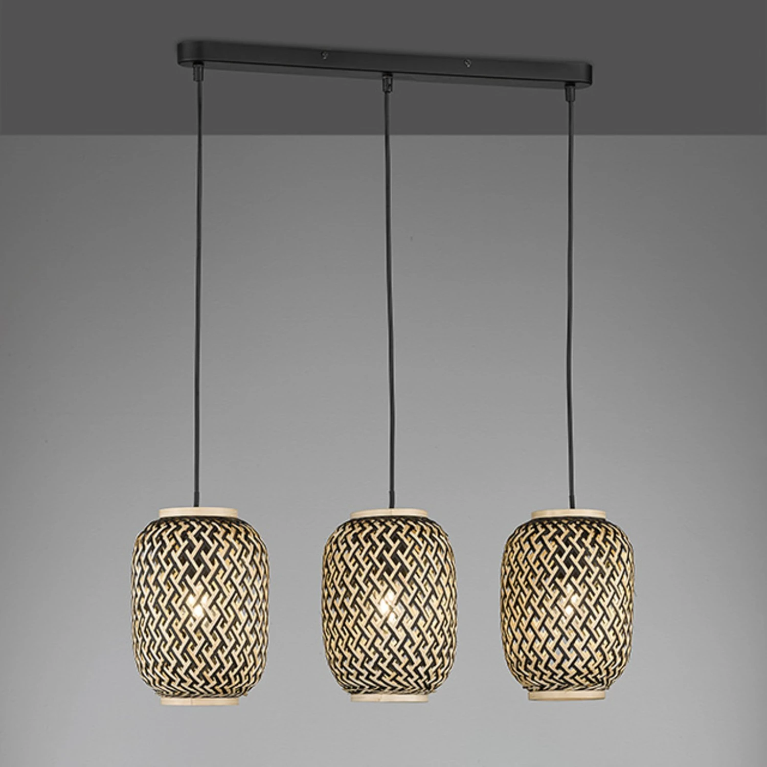 Suspension Hummel En Bambou, Trois Lampes