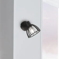 Spot Mural Tilda En Bois, Noir, Une Lampe