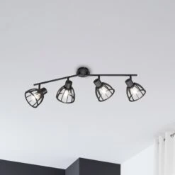 Plafonnier à Spots Tilda En Bois, à Quatre Lampes